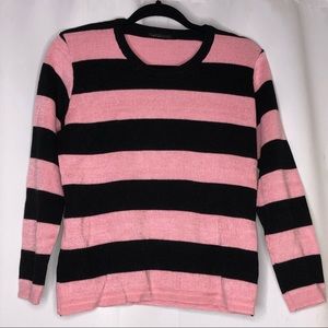 Gothic Black & Pink Striped Sweater L